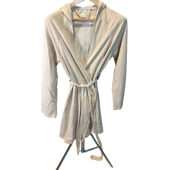 Relativity Intimates Beige Hooded Belted Robe Sz S - Picture 1 of 7